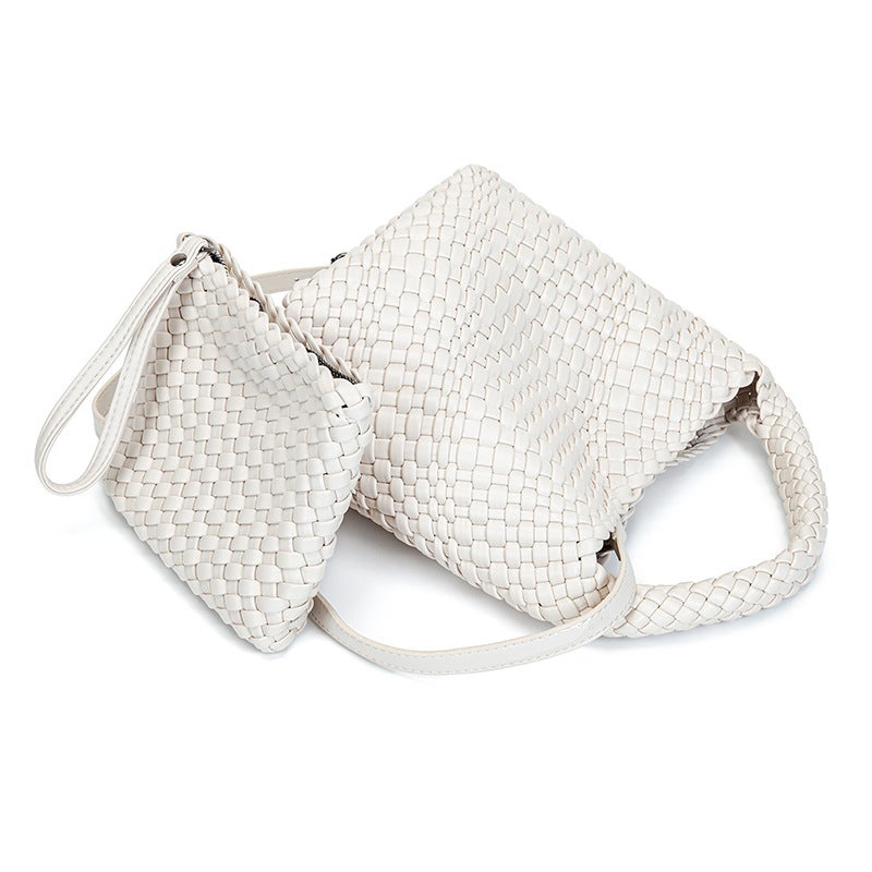 Niche Handmade Woven Bag Summer Solid Color Vegetable Basket Portable Mother And Child Bag Casual Retro Shoulder Messenger Bag - Image 5