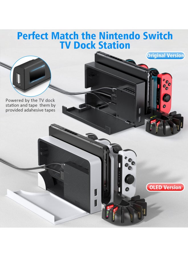 KDD - Switch Controller Charging Dock Station Compatible with Nintendo Switch & OLED Model Joycons, KDD Switch Controller Charger Dock Station with Upgraded 8 Game Storage for Nintendo Switch Joycon & Games - Image 1