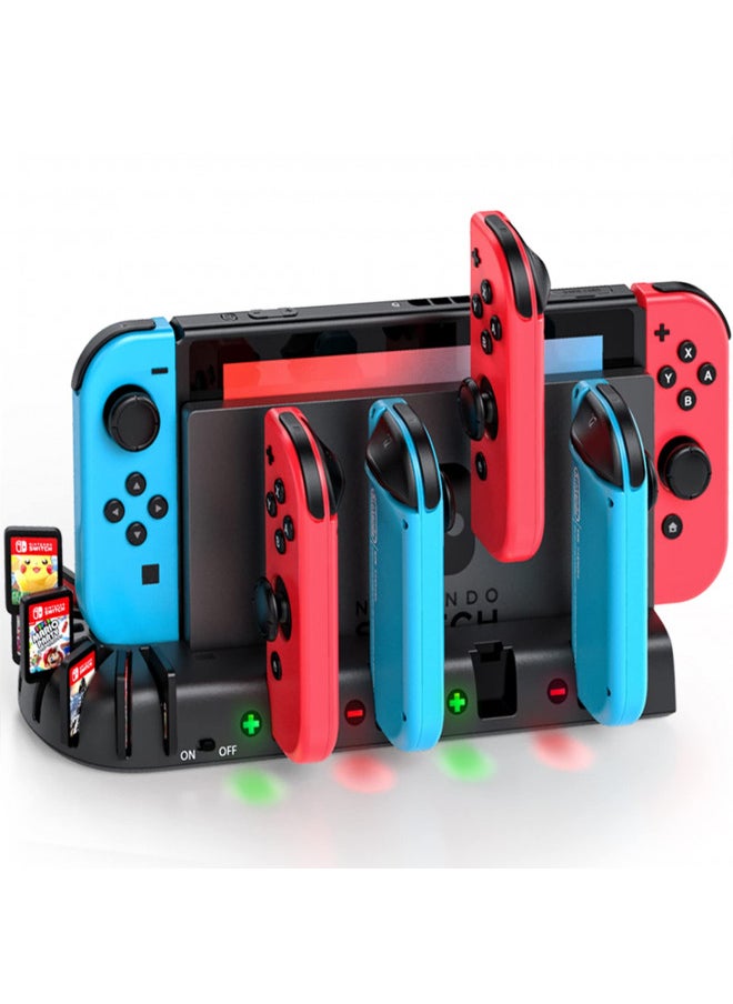KDD - Switch Controller Charging Dock Station Compatible with Nintendo Switch & OLED Model Joycons, KDD Switch Controller Charger Dock Station with Upgraded 8 Game Storage for Nintendo Switch Joycon & Games - Image 1