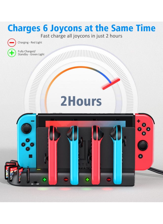 KDD - Switch Controller Charging Dock Station Compatible with Nintendo Switch & OLED Model Joycons, KDD Switch Controller Charger Dock Station with Upgraded 8 Game Storage for Nintendo Switch Joycon & Games - Image 1