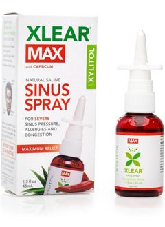 Xlear Xlear MAX Saline Nasal Spray, Natural Formula with Xylitol, Capsicum and Aloe, Nasal Decongestant for Sinus Pressure, Headache, Dry Nose for Kids and Adults, 1.5 fl oz (Pack of 4) 
