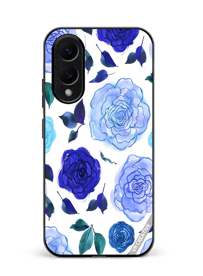 Protective Case Cover For Samsung Galaxy S25 Edge Blue Smot Flower Design Multicolour