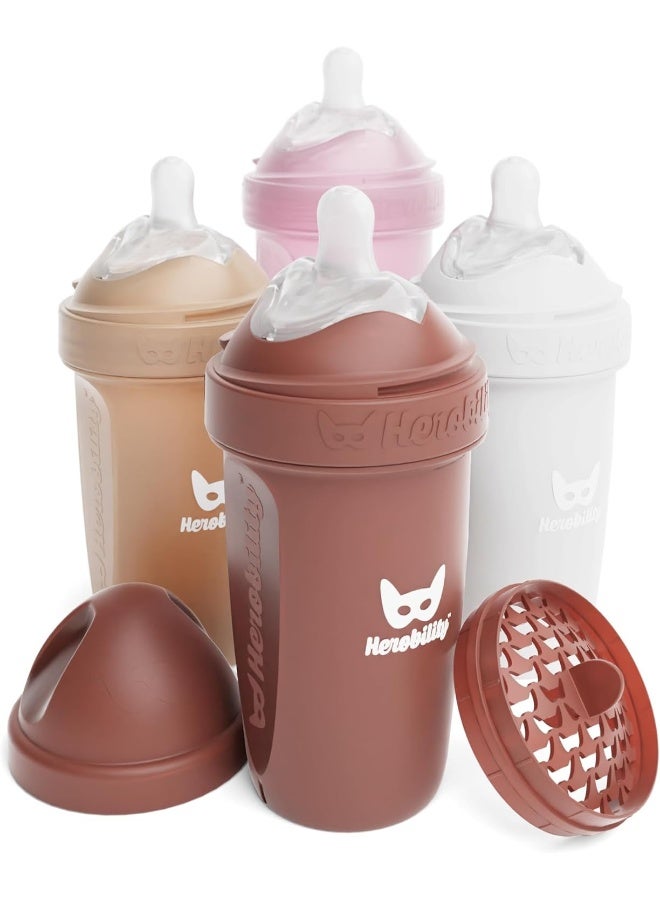 Herobility Double Anti-Colic Baby Bottles â€“ 8.5 fl oz/240ml â€“ BPA-Free - Multicolor - Image 1