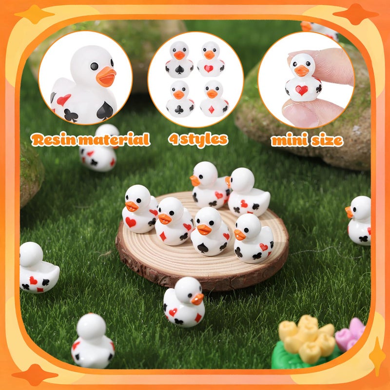 GGSTDDUP 60 Pcs Playing Card Ducks Toy Figures, Mini Resin Game Ducks Bulk, Casino Duck Toy with Playing Card Prints for Game Party Favors Gift Decoration (4 Styles) - Image 3