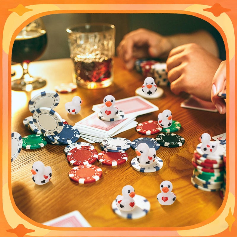 GGSTDDUP 60 Pcs Playing Card Ducks Toy Figures, Mini Resin Game Ducks Bulk, Casino Duck Toy with Playing Card Prints for Game Party Favors Gift Decoration (4 Styles) - Image 5