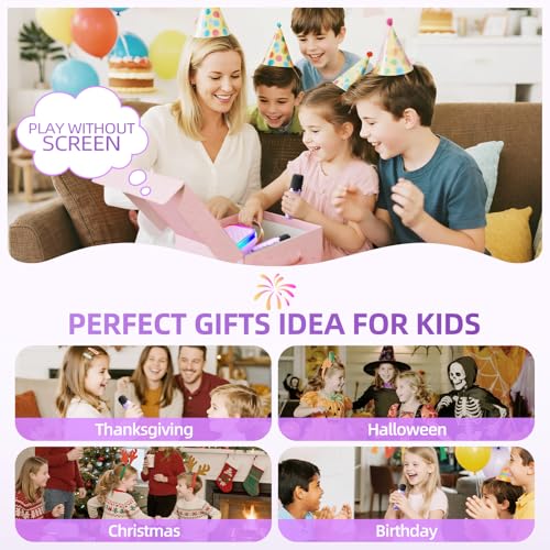 Kinglucky Mini Karaoke Machine for Kids & Girls Age 3–12, 2025 Top Christmas & Birthday Gift for 3–12 Year Old Girls, Kids' Personal Video Players Accessories with 2 Wireless Microphones – Purple - Image 4