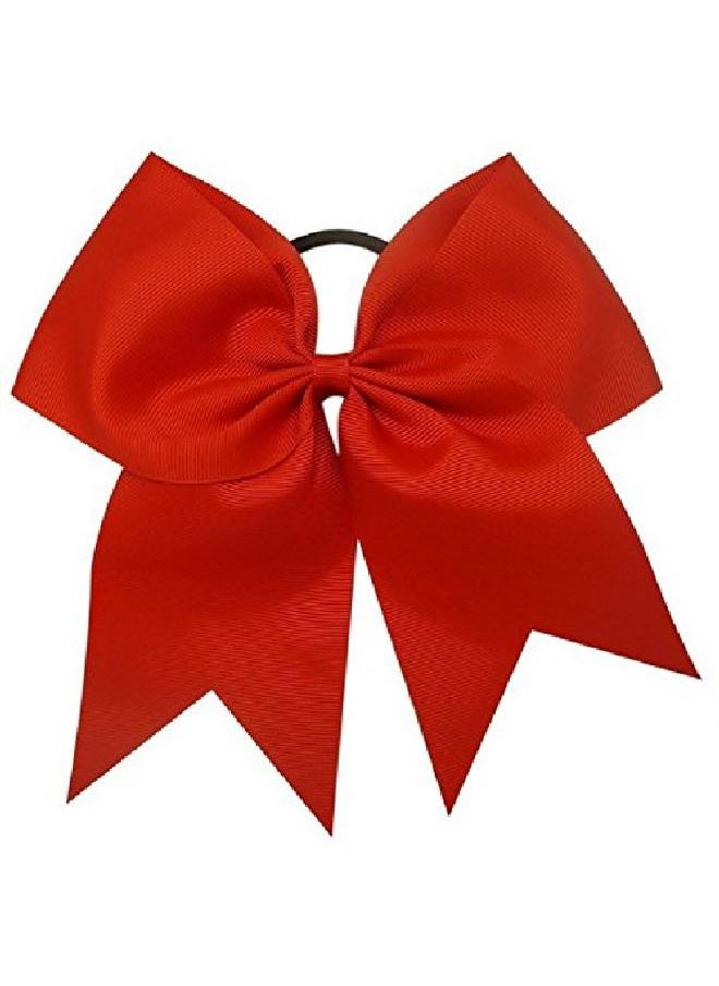 Kenz Laurenz Cheer Bows Red Cheerleading Softball Gifts For Girls And Women Team Bow With Ponytail Holder Complete Your Cheerleader Outfit Uniform Strong Hair Ties Bands Elastics (1)  - Image 2