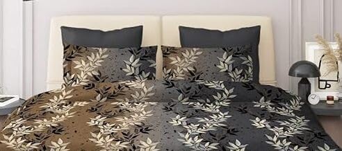 TIB Glace Cotton King Size Bedsheet with 2 Pillow Covers,Bedsheet for Double Bed,90X100 Inches| 140 GSM, Leaf Brown Pack of 3 - Image 3