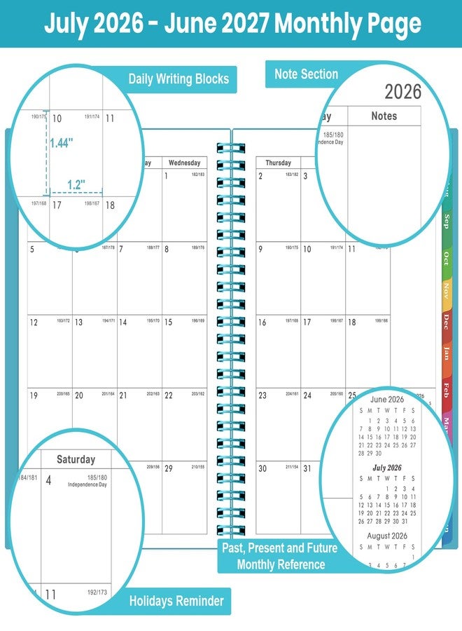 BooQool 2026-2027 Planner - Planner 2026-2027, Weekly and Monthly Planner with Tabs, July 2026 - June 2027, 6.25" × 8.3", Strong Twin-Wire Binding - Image 3