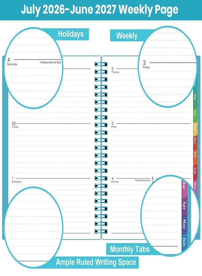 BooQool 2026-2027 Planner - Planner 2026-2027, Weekly and Monthly Planner with Tabs, July 2026 - June 2027, 6.25" × 8.3", Strong Twin-Wire Binding - Image 4
