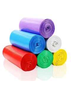 Yuwell Garbage Bags 7 Roll 140 Pcs Trash Bags Plastic Disposable Bags Garbage Bags With Handles For Office, Kitchen, Bedroom Waste Multicolor Portable Bags, Wastebasket Bags 46X63CM  - Image 1