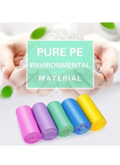 Yuwell Garbage Bags 7 Roll 140 Pcs Trash Bags Plastic Disposable Bags Garbage Bags With Handles For Office, Kitchen, Bedroom Waste Multicolor Portable Bags, Wastebasket Bags 46X63CM  - Image 3