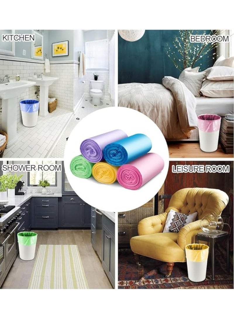 Garbage Bags 7 Roll 140 Pcs Trash Bags Plastic Disposable Bags Garbage Bags With Handles For Office, Kitchen, Bedroom Waste Multicolor Portable Bags, Wastebasket Bags 46X63CM