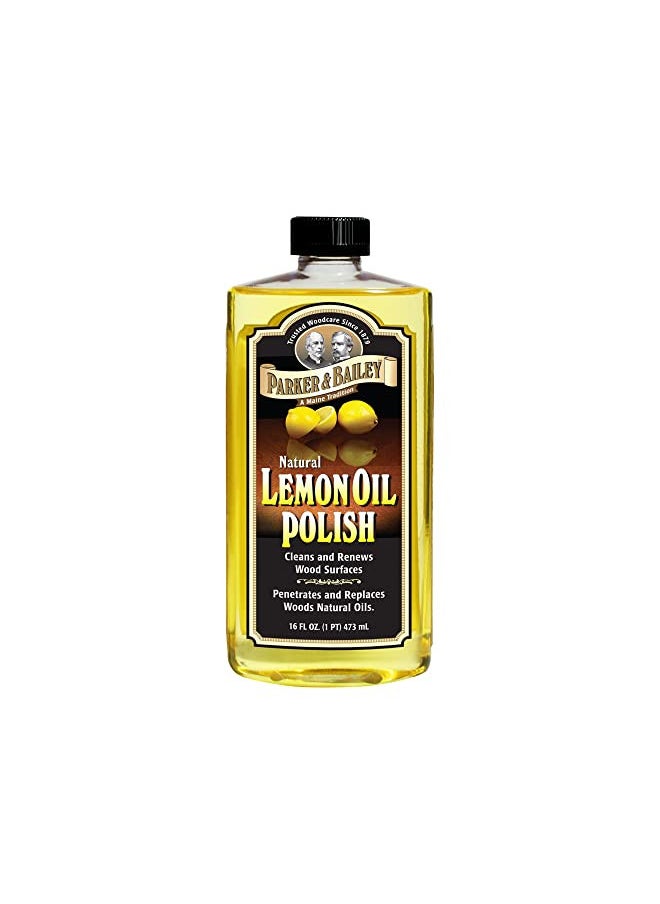 Parker & Bailey PARKER & BAILEY LEMON OIL POLISH - Natural Lemon Scented Wood Cleaner & Furniture Polish, Cleans, Renews, Restores & Rejuvenates Wood Surfaces, 16oz  - Image 1