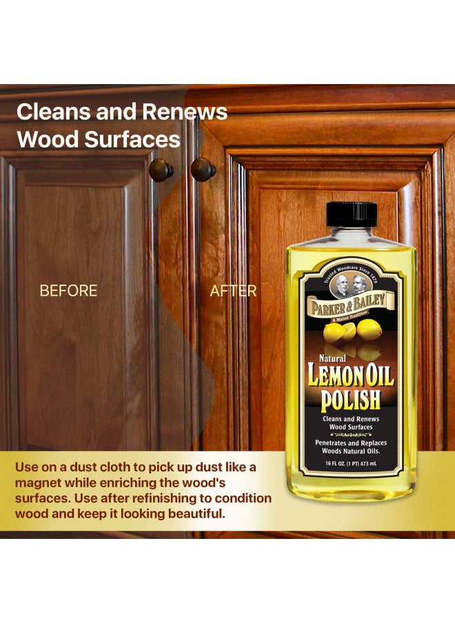 Parker & Bailey PARKER & BAILEY LEMON OIL POLISH - Natural Lemon Scented Wood Cleaner & Furniture Polish, Cleans, Renews, Restores & Rejuvenates Wood Surfaces, 16oz  - Image 4