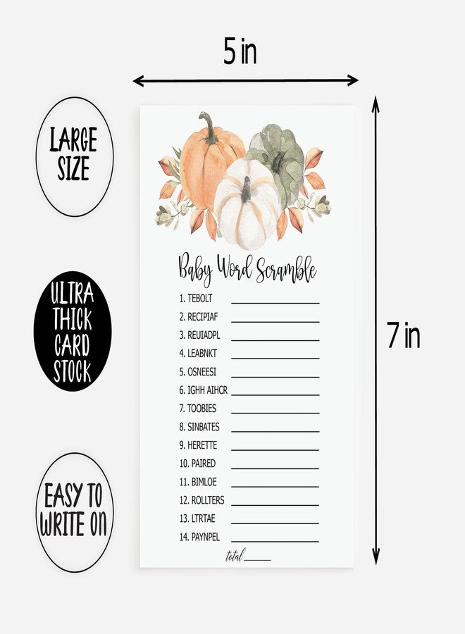 All-Ewired-Up 50 Baby Shower Word Scramble (50-Cards) Fun Baby Shower Game Activity, Gender Neutral Boy or Girl, Pumpkin, Autumn - Image 5