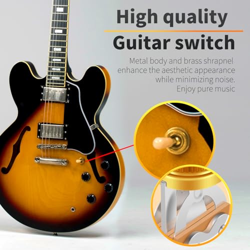 SAPHUE Guitar 3 Way Toggle Switch Position Short Straight Yellow Top Gold Knobs for Gibon Epiphone Les Paul Electric Guitar Parts Pickup Selector kit with Plate Rhythm Treble Washer Ring - Image 5