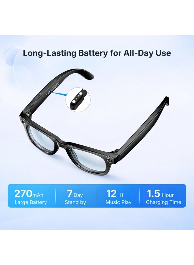 أيرمز نظارات S1 الذكية | تسجيل فيديو بدقة 12 ميجابكسل مع تحكم صوتي، ترجمة فورية، تصميم أنيق ومريح، ميكروفون لتقليل الضوضاء، بلوتوث، وشحن مغناطيسي – أسود - Image 5