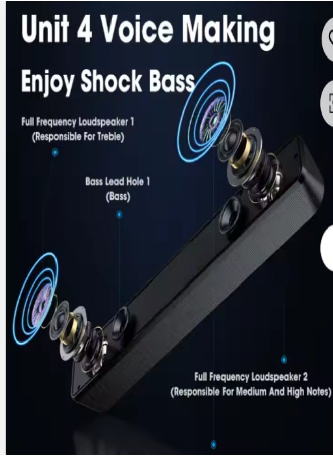 DUNISO - Computer speaker, USB wired Bluetooth speaker, with two full range speakers, independent knob adjustment, surround sound stereo anti magnetic noise reduction, suitable for laptops, tablets, and mobile phones, black - Image 1
