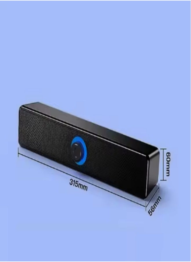 DUNISO - Computer speaker, USB wired Bluetooth speaker, with two full range speakers, independent knob adjustment, surround sound stereo anti magnetic noise reduction, suitable for laptops, tablets, and mobile phones, black - Image 1