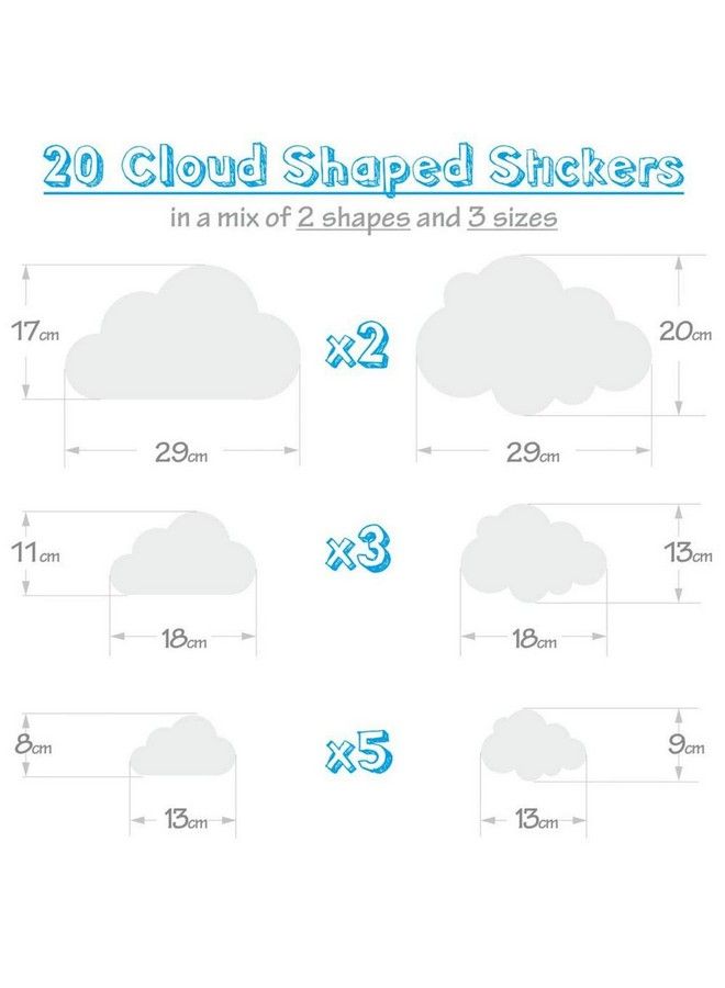 JURUOXIN Clouds Vinyl Wall Art Sticker Decal Kids Room Nursery Decoration Self Adhesive Vinyl Decals Wall Sticker Kids Room Bedroom Pack Of 20Pcs. (Light Grey) - Image 5