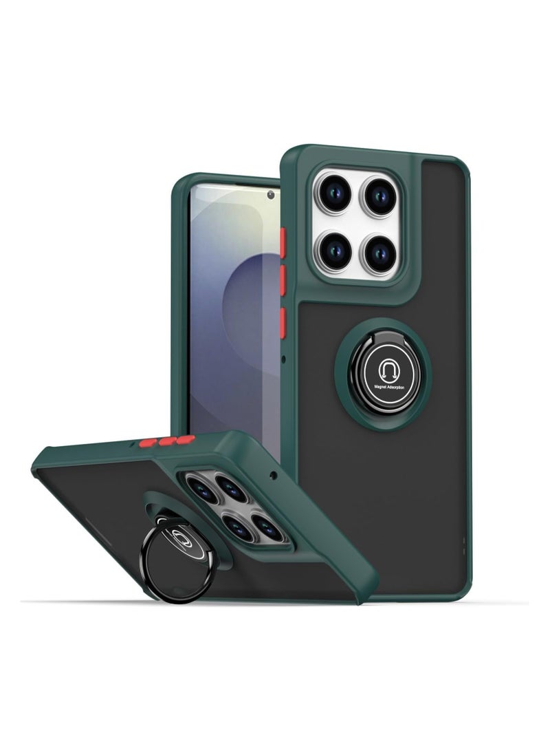 Muzz غطاء لحالة موتورولا إيدج 60 برو 5G مع حامل حلقة معدني قبضة قاعدة مغناطيسية للسيارة مضاد للصدمات خلفية صلبة غير لامعة لحماية موتورولا موتو إيدج 60 برو باللون الأخضر