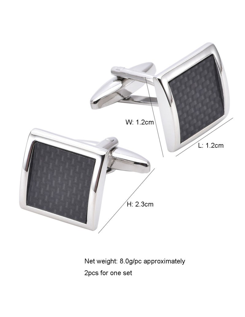 DB Innov. Cufflinks, Square Arc-Shaped Carbon Fiber Pattern Cufflinks, 2 PCS in One Set Copper Material Jewelry Specially Design for Men's Shirt Wedding Business Gift with Delicate Package Box. - Image 4