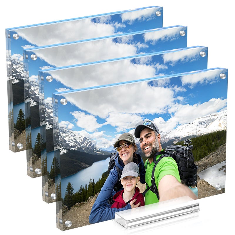 جويوفيب Juoifip 4 حزمة إطار صورة أكريليك 8x10 بوصة إطارات صور مغناطيسية واضحة إطار مزدوج الجانبين freetling لسطح المكتب أفقي أو رأسي مستندات الشهادة الإطار لمكتب العائلة - Image 1