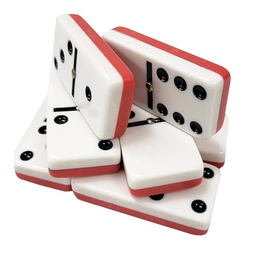 Marion Domino Double Six 6 Two Tone Red and White Tiles Jumbo Tournament Professional Size with Spinners in Black Elegant Velvet Bag - Image 5