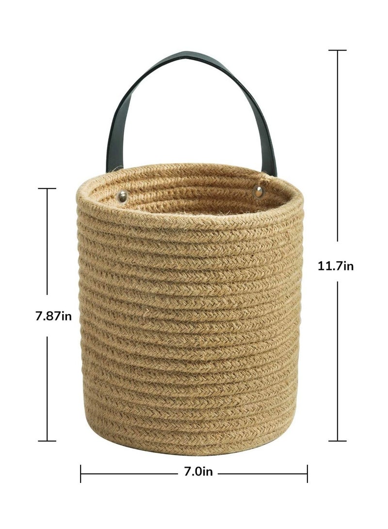 Zikra , 2pack Wall Hanging Rope Basket, Small Woven Bathroom Dirty Clothes Basket, Fern Hanging Rope Basket, Flower Basket Decor Set Boho - Image 3
