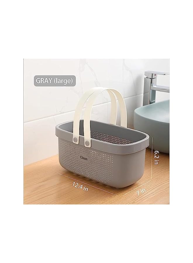 Raxoom Supplies Caddy,2 Pack Shower Caddy Basket Tote,Plastic Storage Basket with Handle Portable Organizer Basket Bin for Bathroom Kitchen Dorm Room Bedroom Toiletry Laundry Pool Beach(Grey) - Image 3