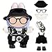 VVQUI Clothes for LABUBU 17cm Doll NO Doll 6Piece Set Hat Overalls Shirt Camera Glasses Shoes Outfit for LABUBU Premium Dolls Accessories for LABUBU Black - Image 2