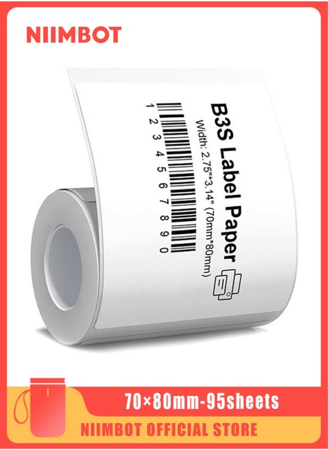 B3S Label Printer, 60x40mmThermal Sticker Label Paper, Waterproof, Tear-Proof Thermal Label Paper, 1 Roll of 180 Self-Adhesive Printer Labels, White
