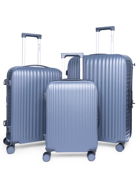 Track Oak Hardshell Luggage Set Grey – Durable PP Hardcase Suitcase, Lightweight Expandable Carry-on & Check-in Luggage, Secure Lock & Zipper, 4 Double Spinner Wheels, Organized Packing Suitcase