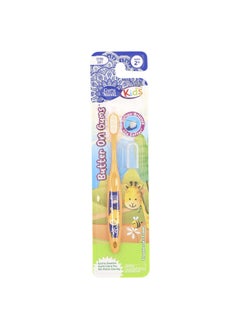 GuruNanda GuruNanda, Kids, Bristle Toothbrush, Ages 2+, Extra Soft, Giraffe , 1 Toothbrush + 1 Cover  - Image 1