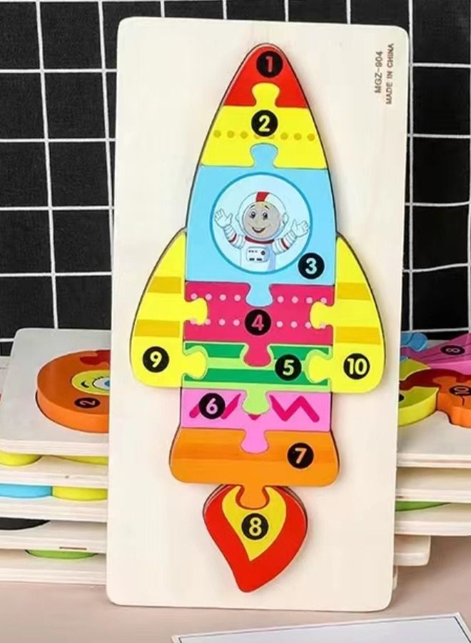 general Cartoon three-dimensional jigsaw puzzle toy early education puzzle children's block blocks matching toy grab board - Image 3