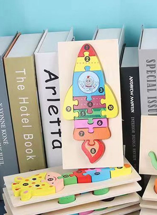 general Cartoon three-dimensional jigsaw puzzle toy early education puzzle children's block blocks matching toy grab board - Image 1