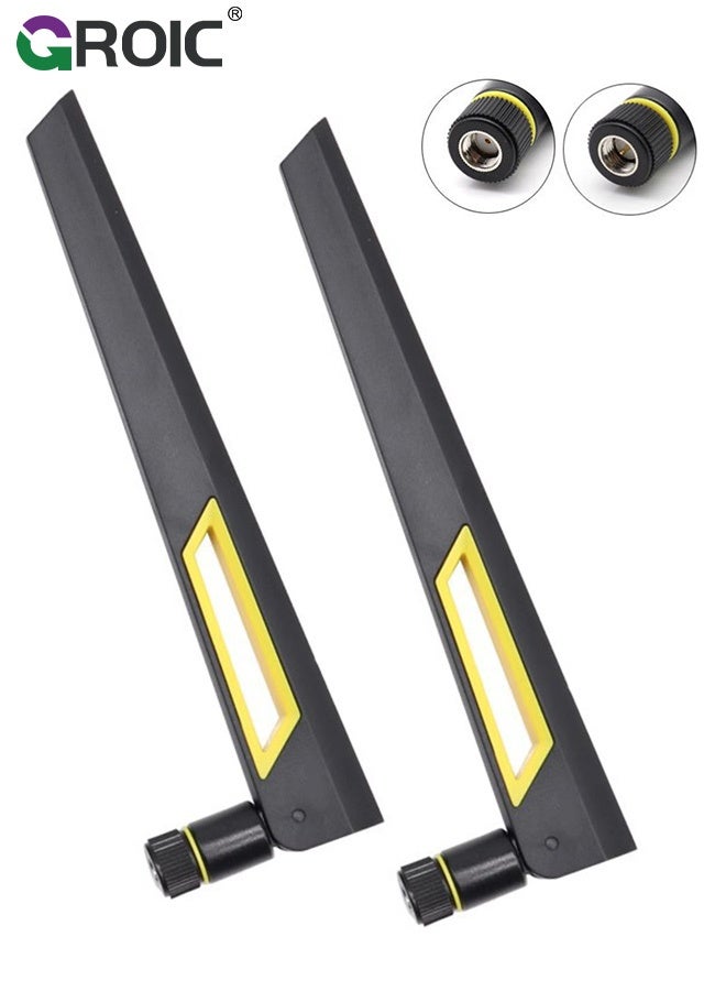 GROIC 2 Pcs 2.4G/5.8G Dual-Band High Gain 10dBi WiFi Antenna – Foldable SMA Connector for PC, Laptop, Routers, Wireless Cards & FPV Drones (Black) - Image 1