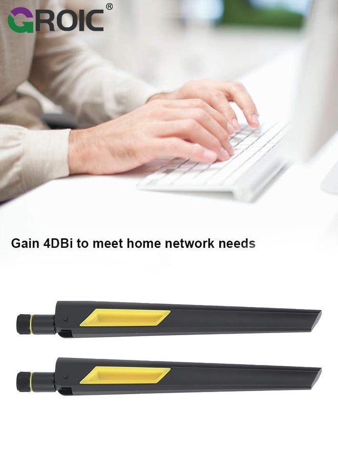 GROIC 2 Pcs 2.4G/5.8G Dual-Band High Gain 10dBi WiFi Antenna – Foldable SMA Connector for PC, Laptop, Routers, Wireless Cards & FPV Drones (Black) - Image 2