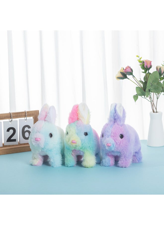 Simulation Electric Plush Toy Dog Adorable Pet White Rabbit Play House Cute Rabbit Will Go Will Call The Stall Supply-Color:Colorful Rabbit-Specifications:Ordinary  - Image 1