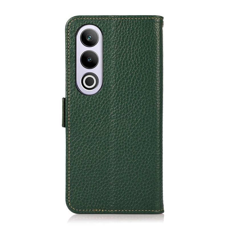 HuHa Protective Cover For OnePlus CE4 5G Global KHAZNEH Side-Magnetic Litchi Genuine Leather RFID Phone Case(Green) - Image 3