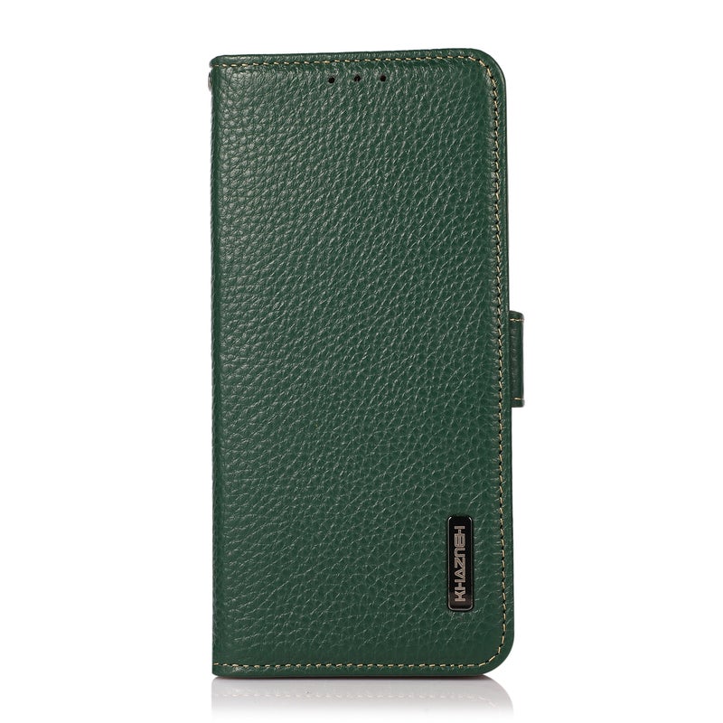HuHa Protective Cover For OnePlus CE4 5G Global KHAZNEH Side-Magnetic Litchi Genuine Leather RFID Phone Case(Green) - Image 2