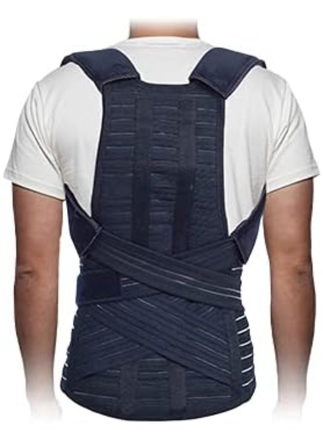 مشد الظهر الطبي المتكامل وحزام تصحيح القوام – لفافة ضغط مزدوجة شديدة التحمل – دعامة محاذاة الفقرات القطنية والصدرية – مصحح الظهر المريح للرجال والنساء.