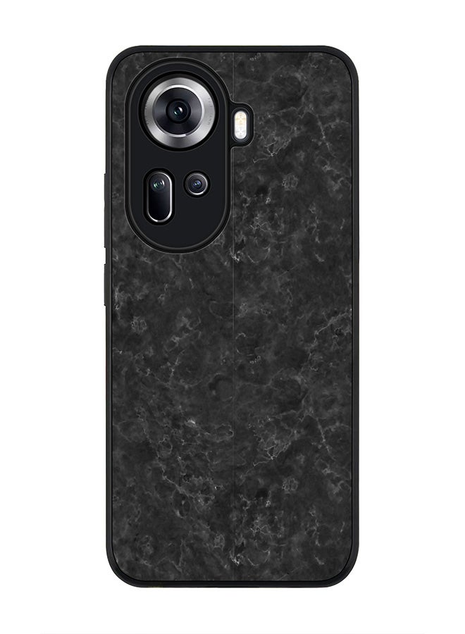 Stylizedd Rugged Black Edge Case for Oppo Reno11, Slim fit Soft Case Flexible Rubber Edges Anti Drop TPU Gel Thin Cover -  Marble Texture Black - Image 1