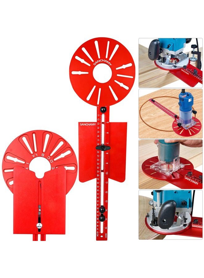 Sanchamy 5 In 1 Router Circle Cutting Jig For Cutting/Routing Circle,Aluminum Router Milling Groove Bracket for Straight Or Cylindrical Edges,Adjustable Router Jig and Guide for Woodworking Edging Projects - Image 1