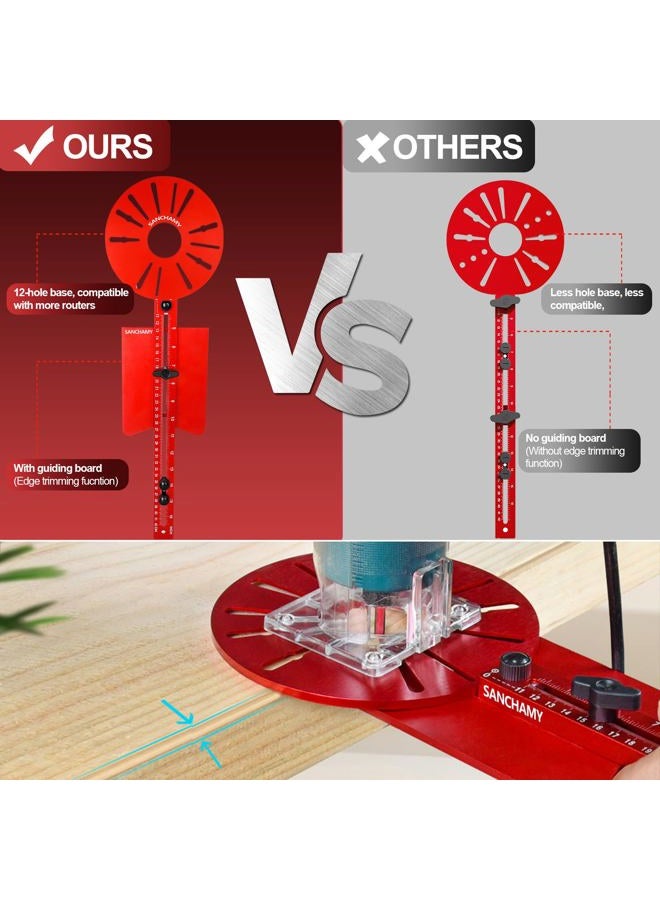 Sanchamy 5 In 1 Router Circle Cutting Jig For Cutting/Routing Circle,Aluminum Router Milling Groove Bracket for Straight Or Cylindrical Edges,Adjustable Router Jig and Guide for Woodworking Edging Projects - Image 3