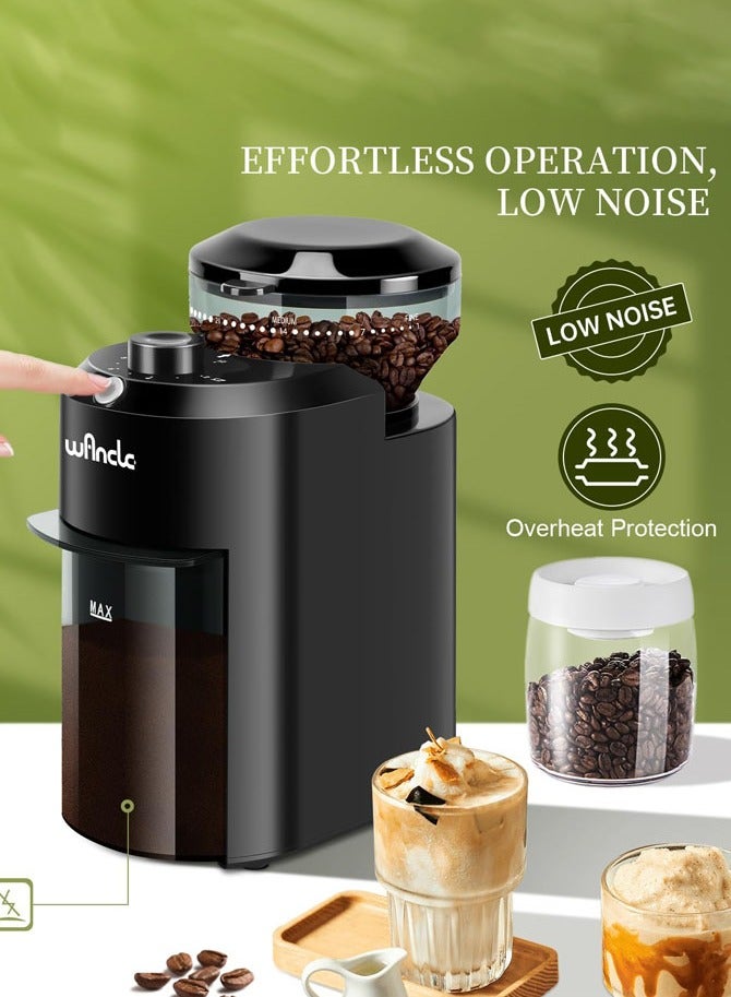 wancle Professional Burr Coffee Grinder | 28 Precision Settings & 200W Electric Coffee Grinder for Espresso, French Press, and Turkish Coffee,Black - Image 4