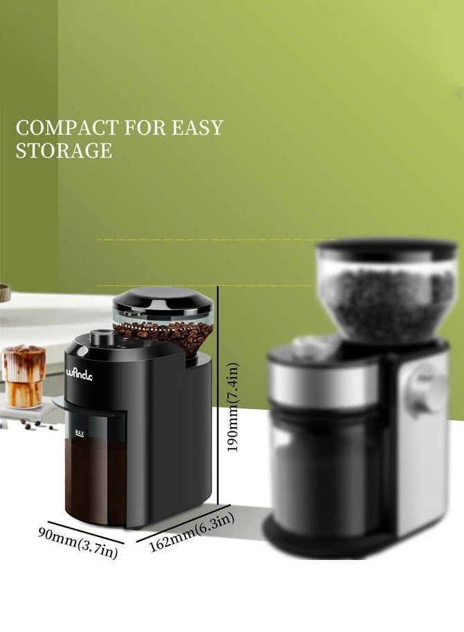 wancle Professional Burr Coffee Grinder | 28 Precision Settings & 200W Electric Coffee Grinder for Espresso, French Press, and Turkish Coffee,Black - Image 5