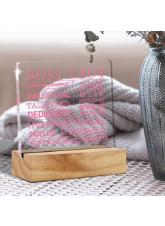 BS AMOR Bs amor Inspirational Boss Appreciation Gift Boss Lady Gifts for Women Pink Boss Lady Desk Decor Acrylic Desk Plaque Sign with Wood Stand Home Office Desk Sign Keepsake 5x4 inch  - Image 3