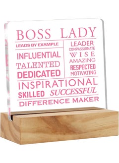 BS AMOR Bs amor Inspirational Boss Appreciation Gift Boss Lady Gifts for Women Pink Boss Lady Desk Decor Acrylic Desk Plaque Sign with Wood Stand Home Office Desk Sign Keepsake 5x4 inch  - Image 1